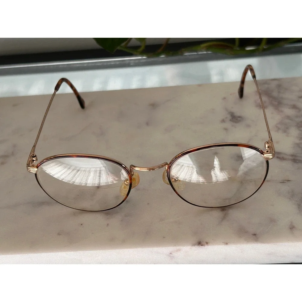 Fratelli Lozza Bristol Tortoise Gold Round Eyeglasses Frames Italy 53-20 140